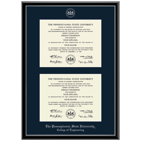 #102 College of Engineering double diploma frame Onexa Silver (Black)